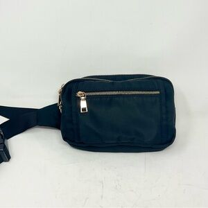 Black Crossbody Bag with Gold Zipper